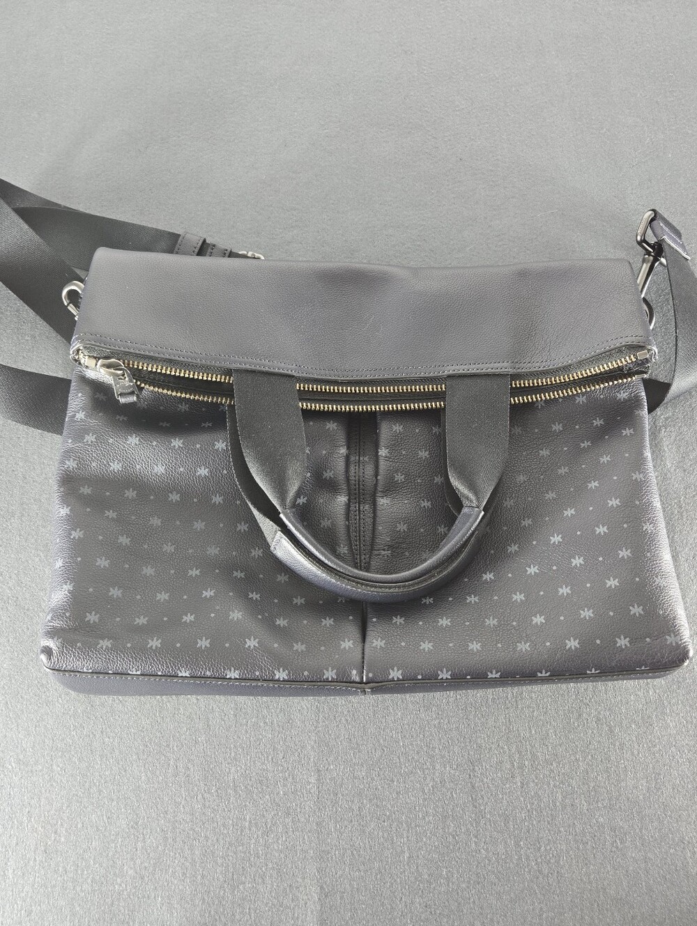 Coach Black Star-Print Tote with Gold-Zip Accent